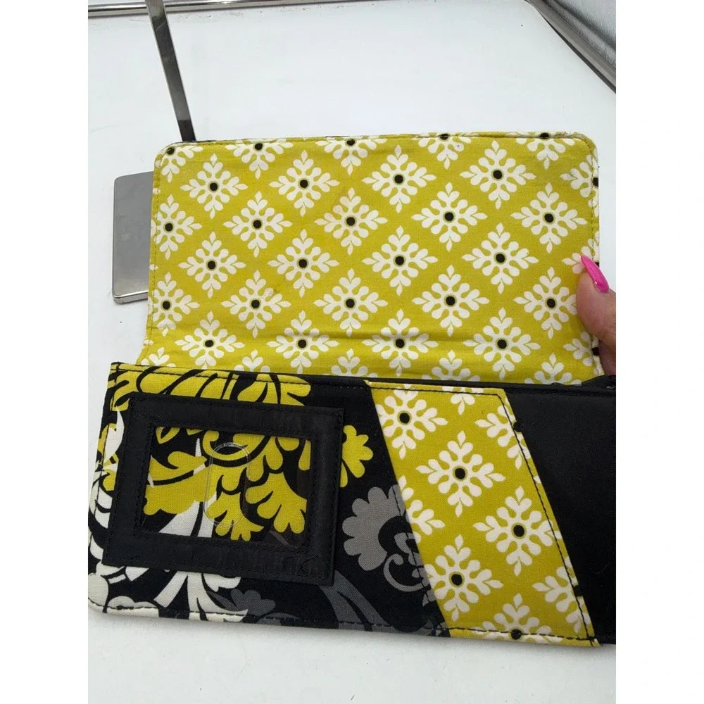 Vera Bradley Baroque Travel Organizer Wallet Black Yellow Floral Retired